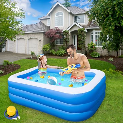 CXJYSD Albercas Inflables,Alberca Inflable Grande Familiares 150x110x50cm,Piscina Cuadrada De 3 Pisos,Perfecto para Fiestas...