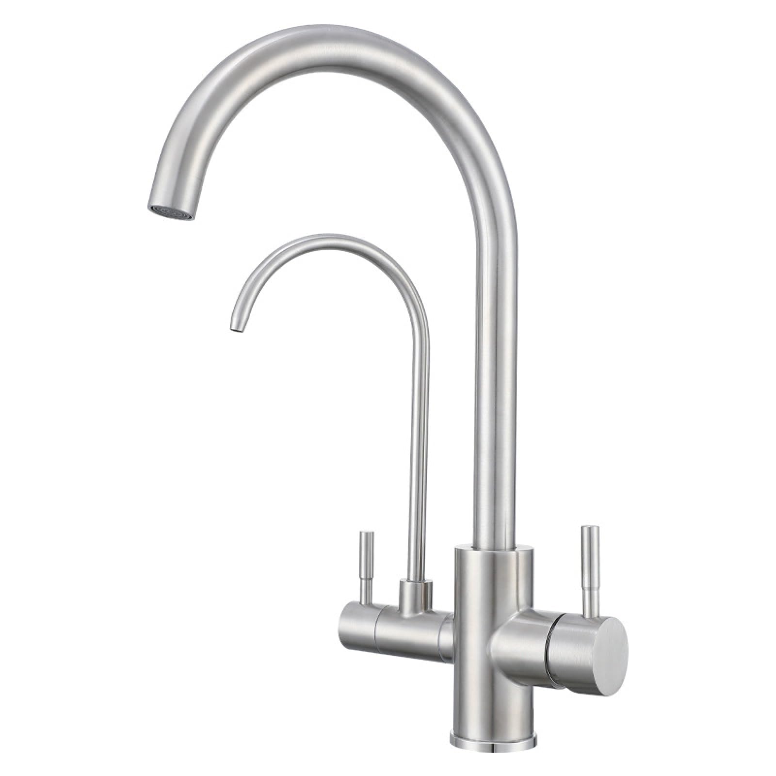 Fanjubei Brushed Kitchen 304 Stainless Steel Rotating Hot And Cold Drinking Water Faucet,