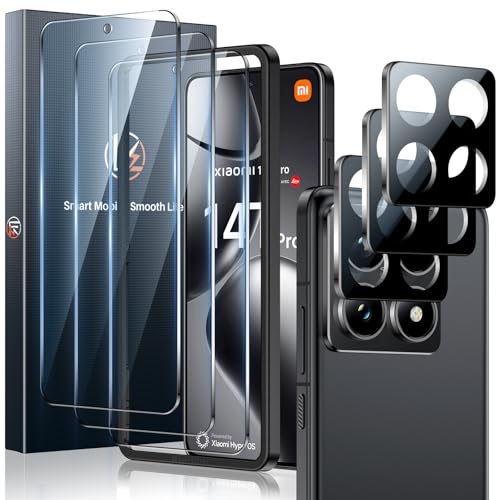 LK Schutzfolie für Xiaomi 14T Pro Panzer Schutz Glas 9H Härte Schutzglas 0.30mm Ultra Klar Displayfolie Blasenfreie Fingerabdruck-ID Unterstützen 3 Kameraschutz und 3 Folie mit Einbaurahmen