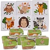 Bada Bing 12er Set Magisches Handtuch Waldtiere Baumwoll-Waschlappen Zauberhandtuch für Kinder ca. 30x30 cm 6fach s. Kindergeburtstag Geburtstag Mitgebsel