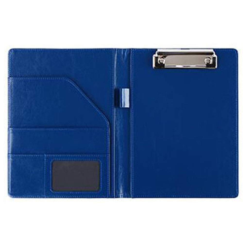 TGRTY Office Supply Clipboard A5 Portable School Home Flip PU Leather Stationery Storage Student Business Clip Board Document Bags Protective File Folder Durable Low Profile Clip (Color : Blue)