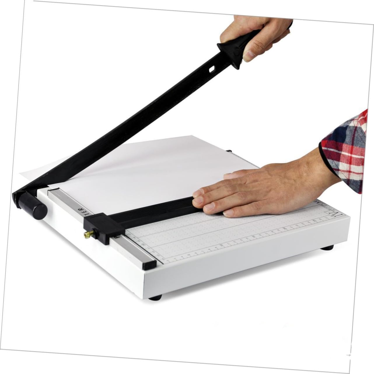 Massicot Papier Outil de Découpe Manuel avec Guide Réglable et Base Métallique Solide Coupe Précise pour Bureau et Scrapbooking