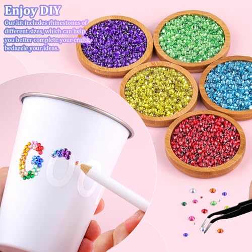 Image of Resin Rhinestones for Bedazzling with Tweezers, 12000Pcs Multicolor 3 /4 /5mm Rhinestones for Crafting with 3Pcs 10ml B7000 Jewelry Glue for DIY Crafts Clothing Tumblers Shoes Fabric Nail Art