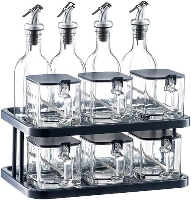 Condiment Jar Spice Container Spice Jar Spice Box Glass Material for Kitchen Supplies and Oil Salt Sauce Vinegar Condiment Pots Storage