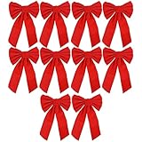 Pack of 10 Christmas Red Velvet Bows 9-inch X 16-inch By Blue Green Novelty