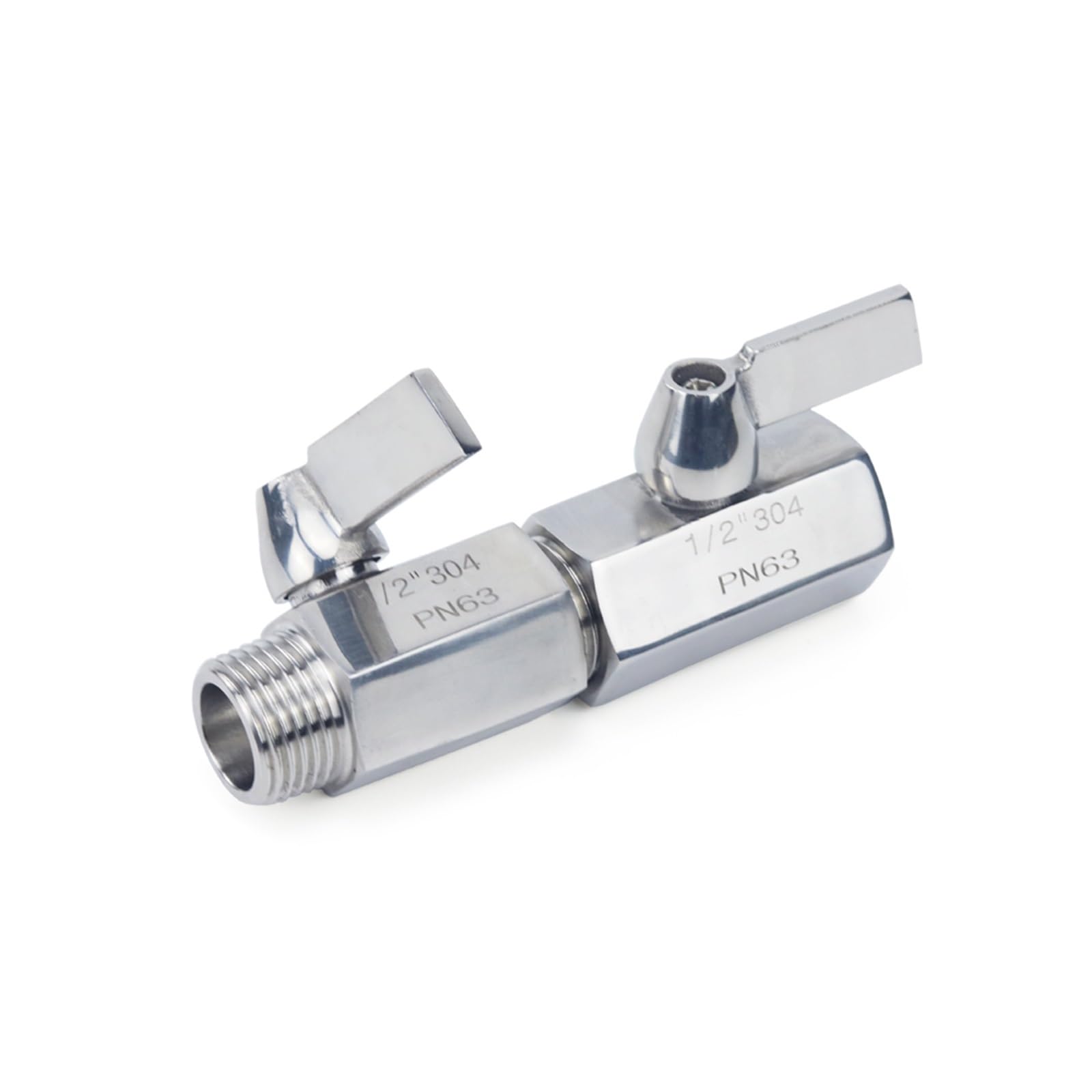 Adaptador para grifo de depósito de agua Mini válvula de bola de acero inoxidable 304, rosca macho hembra de 1 "G, DN15/DN20/DN25 for agua, aceite, ácido, 2 vías(2 Pcsfemale to Female,0.25 Inch)
