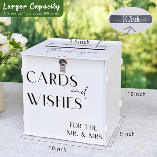 Image of White Acrylic Card Box with Slot & Lock, Elegant Wedding Card Boxes for Reception, Large Money Envelope Gift Card Box for Party Wedding Birthday Engagement Anniversary Stylish Table Decor