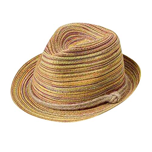 Women Straw Hat Bohemian Rolled Brim Fisherman Hats Rainbow Pattern Foldable Beach Cap Holiday Sun Visor Hat (Khaki, One Size) #TOP2