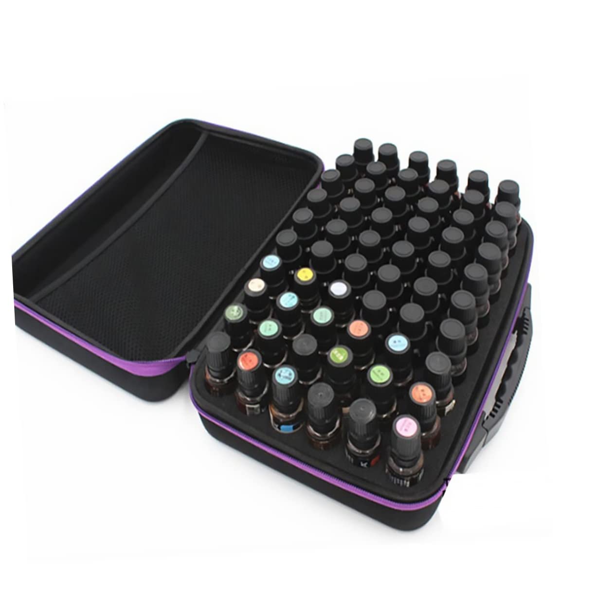 EXCEART 60grid Essential Oils Storage Bag Portable Organizer Zipper Closure for Travel Shockproof and Holds Bottles