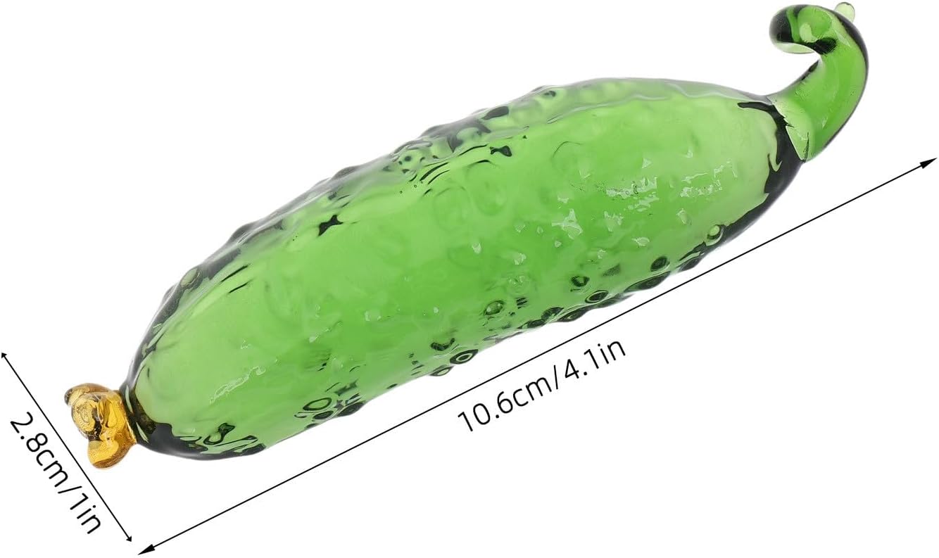 2pcs Glass Cucumber Ornament, Artificial Cucumber Models, Glass Vegetable Ornaments Realistic Fake Food Display Props for Restaurant and Home
