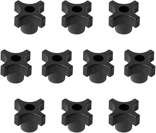 POWERTEC QNB3003-P2 - Paquete de 10 perillas de sujeción roscadas de 516 pulgadas y 18 puntos para pista en T y accesorios de sierra de mesa, tabla