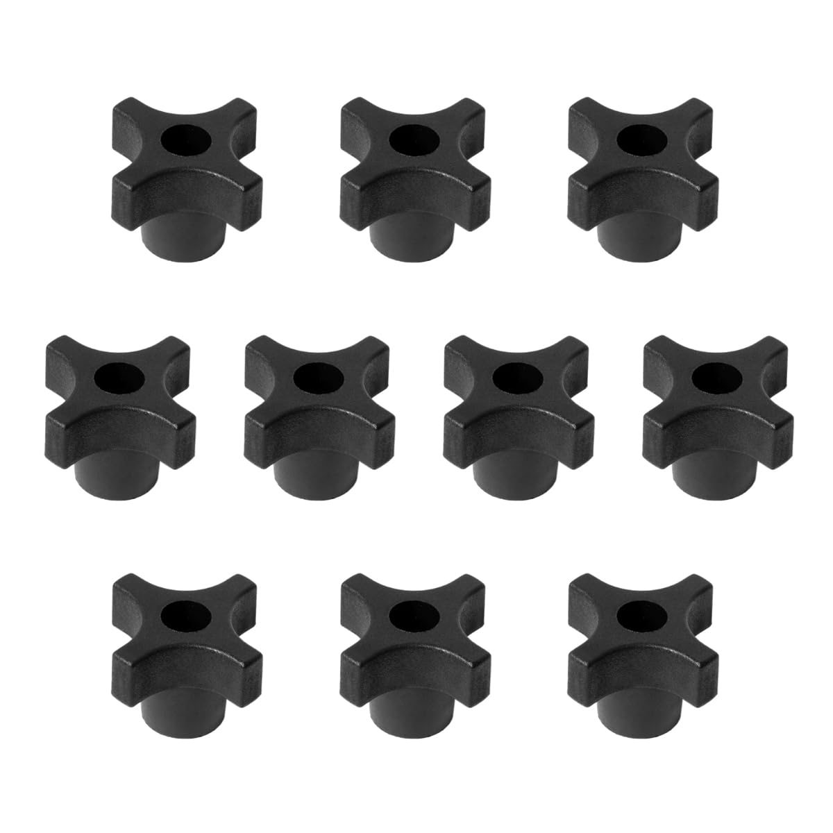 POWERTEC 5/16"-18 4 Point Knobs 10PK, Clamping Knobs with Steel Insert for T Track Bolts, Thumb Screw Threaded Knobs for T Track Accessories, Feather Boards, Woodworking Jigs and Fixtures (QNB3003-P2)