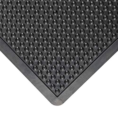 Deflecto Bubble Surface Anti-Fatigue Standing Floor Mat, Rubber, 1/2", Rectangle, Beveled Edge, 24" X 36", Black #TOP1