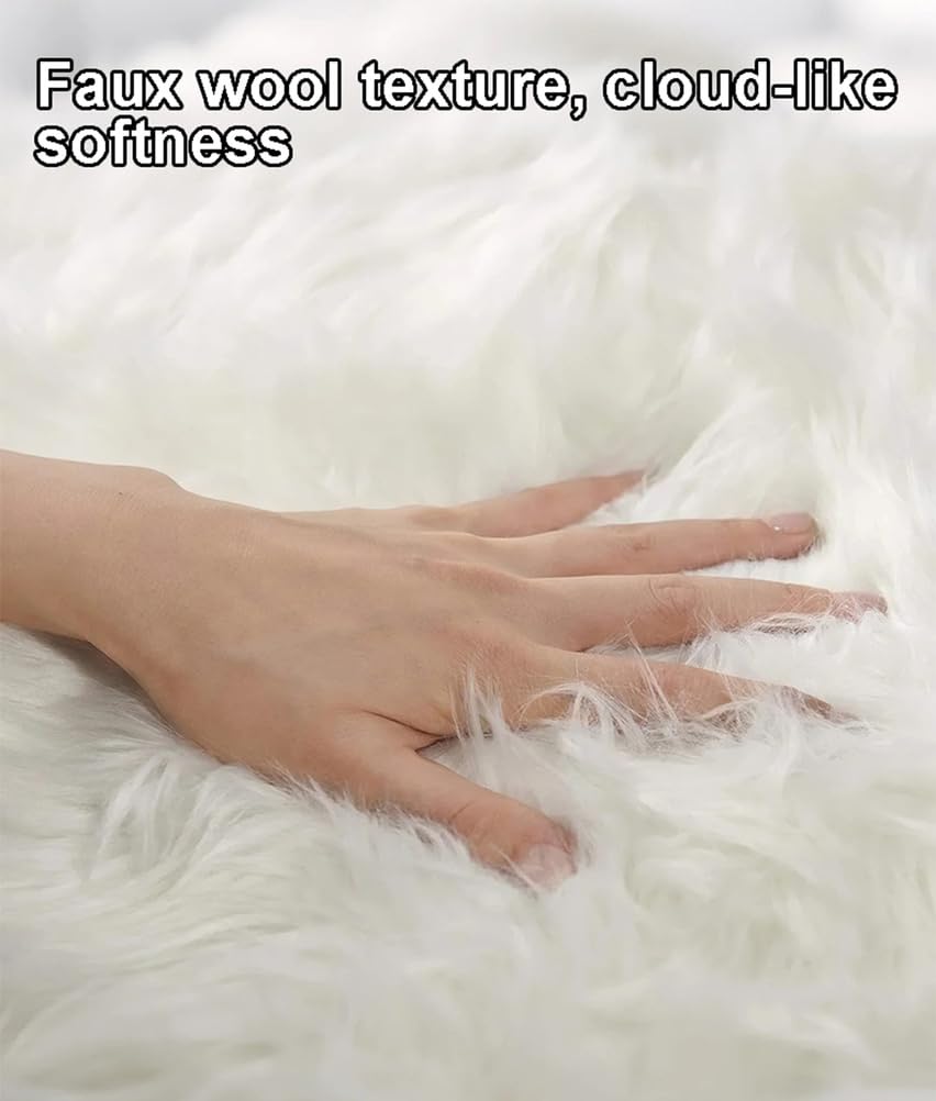 Mały puszysty dywanik do sypialni, luksusowy dywanik z owczej skóry ze sztucznego futra, miękkie pluszowe dywany z kudłatym obszarem dekoracyjne do salonu nocna sofa podłogowa,J,100 * 180CM