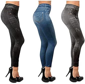 Acquista Pantaloni jeggings elasticizzati da donna con stampa a colori