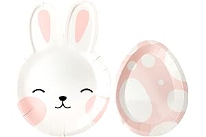 CIEOVO Easter Bunny Eggs Party Plates - Disposable Paper Tableware Set for...