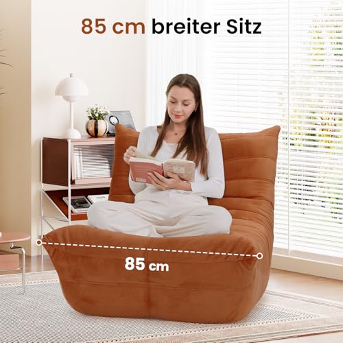 Meskanu Lounge-Sofa mit Memory-Schaum für kleine Räume: Bodensofa Lazy Sofa aus Wildlederimitat, Cloud Couch für Schlafzimmer & Wohnzimmer, Braun