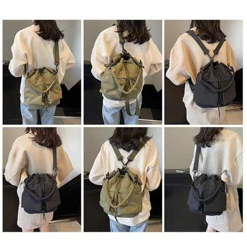 Women Shoulder Bag Drawstring Bucket Bag Large Capacity Backpack Commuting Bag Trendy Crossbody Bag for Autumn Winter3
