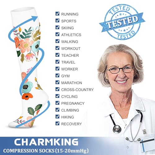 Image of Compression Socks (7 Pairs), 15-20 mmhg is BEST Graduated Athletic & Medical for Men & Women, Running, Flight, Travel, Nurses, Pregnant - Boost Performance, Blood Circulation