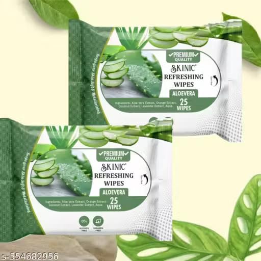 Refreshing Face Wipes with Aloevera, Premium Quality, Pack of 25 Wipes pack of 2-image-27