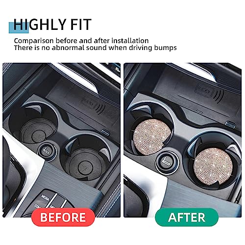 Amooca Bling Cup Holder Coaster For Car Non-Slip Universal Automotive Cup Holders Sift-Proof Spill Holder Car Interior Accessories 4 Pack Black & Ab Rhinestone #TOP6