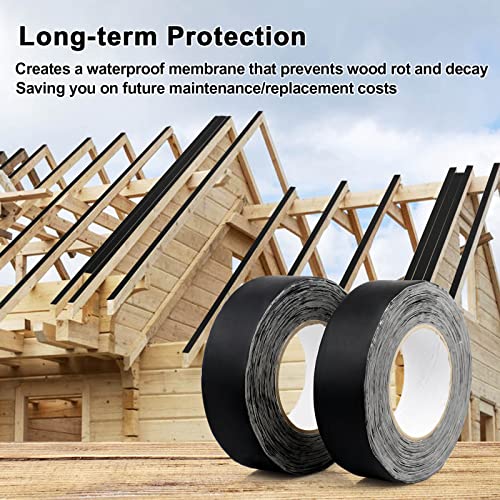 Image of BOMEI PACK Deck Joist Butyl Tape, 2 Rolls Waterproof 1-5 /8 inch x 50' Flashing Tape for Deck Joists and Beams