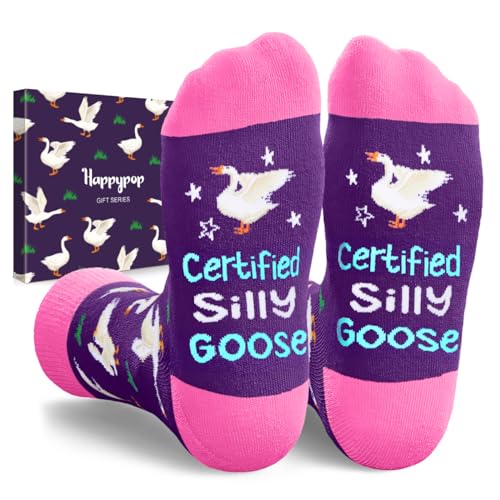 HAPPYPOP Silly Goose Socks - Funny Goose Gifts for Teens, Novelty Gag Crazy Gifts for Women Men