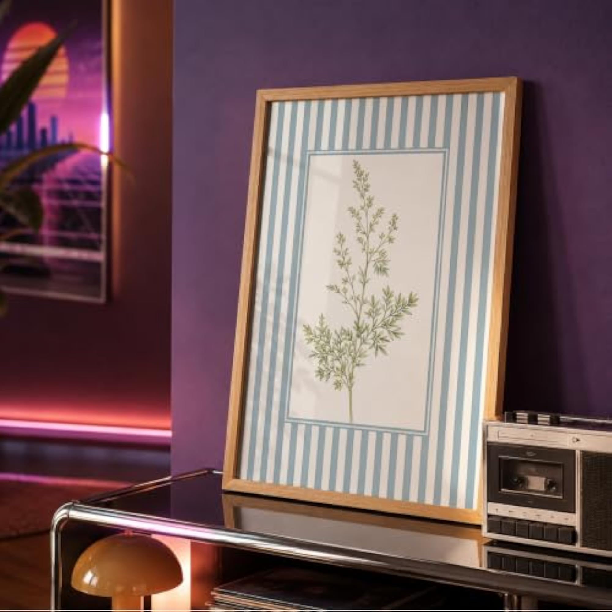 Botanical Wall Art Framed Painting, Minimalist Decor
