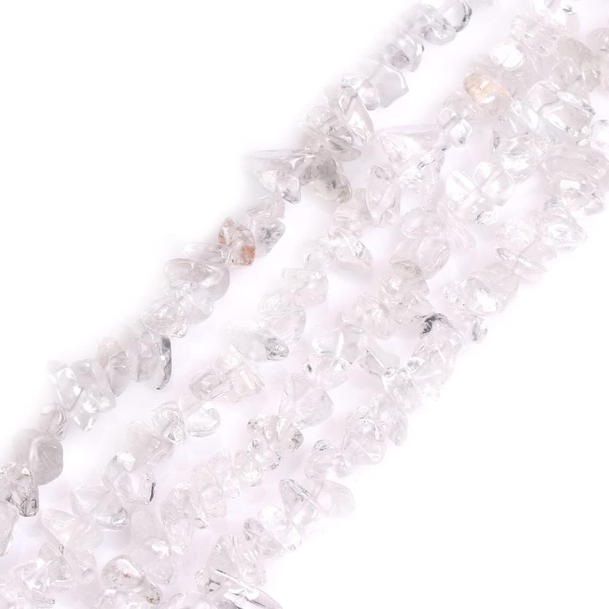 GEM-Inside Rock Crystal Quartz Chips Natural 7mm-8mm Gemstone for Bracelet Necklace Earrings Jewelry Making Crafts Design Wholesale Loose Beads 34"