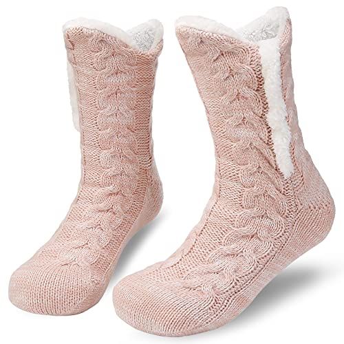Image of Niofind Slipper Fluffy Socks for Women Men, Thermal Knitted Socks for Christmas, Winter Fuzzy Bed Slipper Socks With Grippers, One Size Non Slip