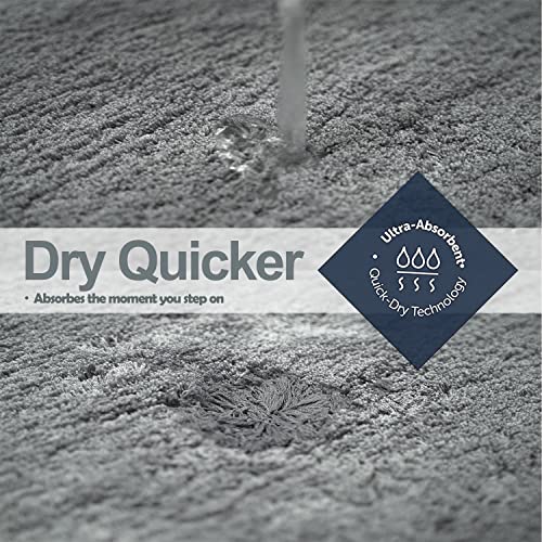 Culimind 2 Piece Luxury Thick Bathroom Rugs Set, Non-Slip And Absorbent Bath Mats Set, Size 31X20, Microfiber With Tpr Backing, Gray And Blue #TOP2