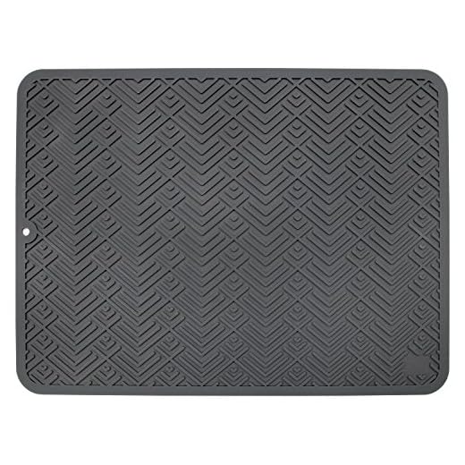 S&T INC. Heavy Duty Dish Drying Mat, Regular, Silicone Grey