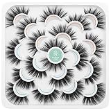 DYSILK False Eyelashes -10 Pairs 6D 19mm Faux Lashes Pack - Eyelashes Natural Look Reusable Cat Eye
