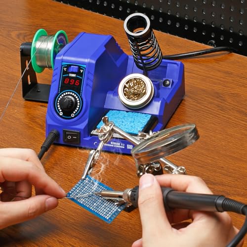 WEP 926LED V3 Soldering Station 130W MAX Soldering Iron Kit with Solder Wire, 5 Soldering Tips, Tweezers, Solder Sucker, Tip Cleaner, Temperature Control, Sleep Mode, C-F Conversion - Image 3