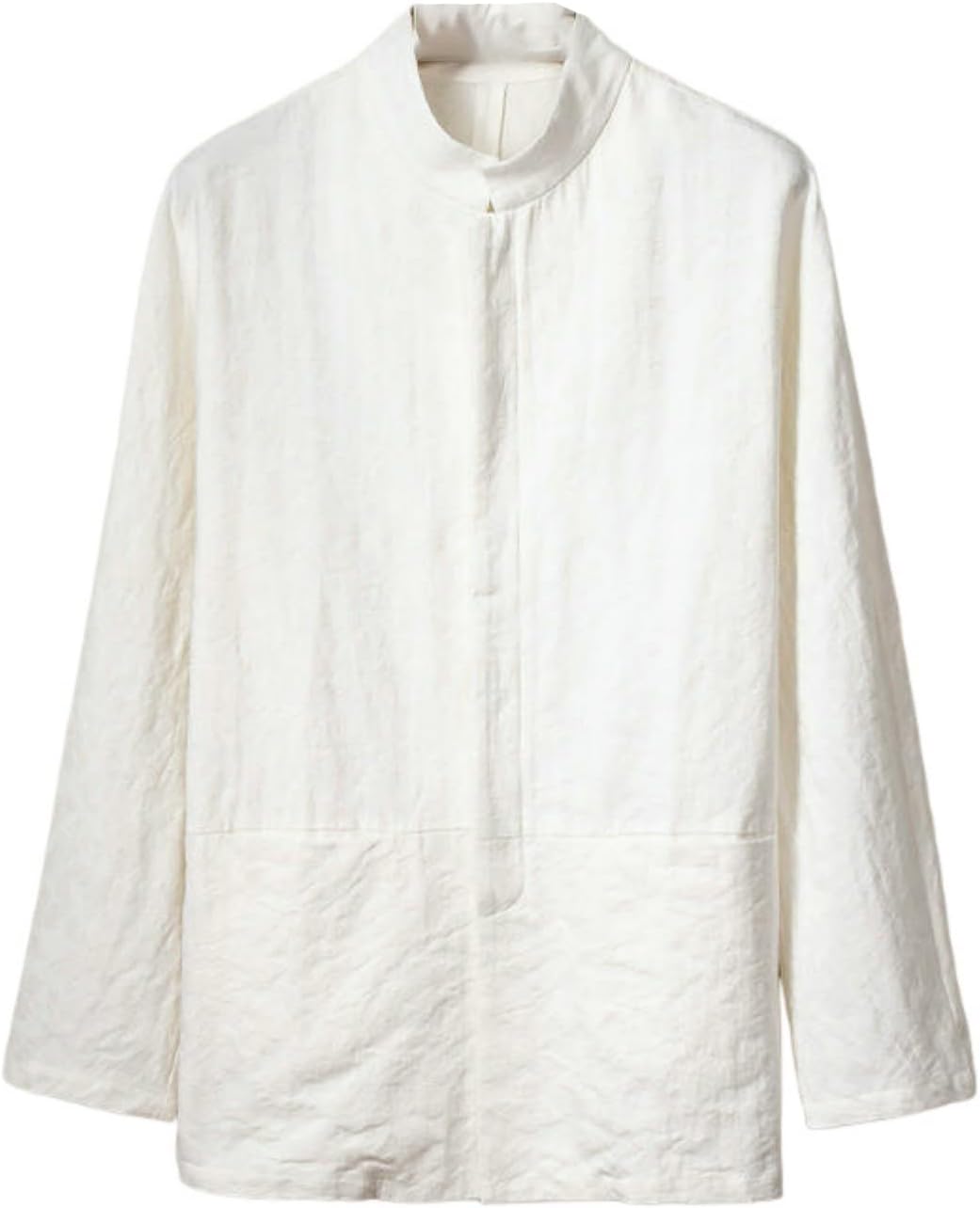 Men's Cotton Linen Long Sleeve Jacquard Tang Shirt Chinese Style Retro Casual Wear