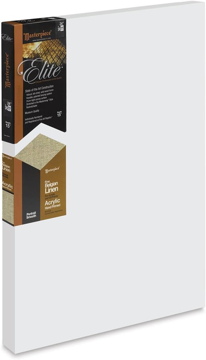 Masterpiece Artist Canvas Elite Canvas, 24-Inch by 36-Inch, Portrait Smooth Acrylic Primed Belgian Linen