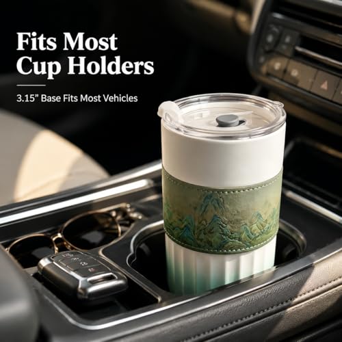 Mug de cerámica para viaje con tapa y manga, 14.2 oz miniatura 5