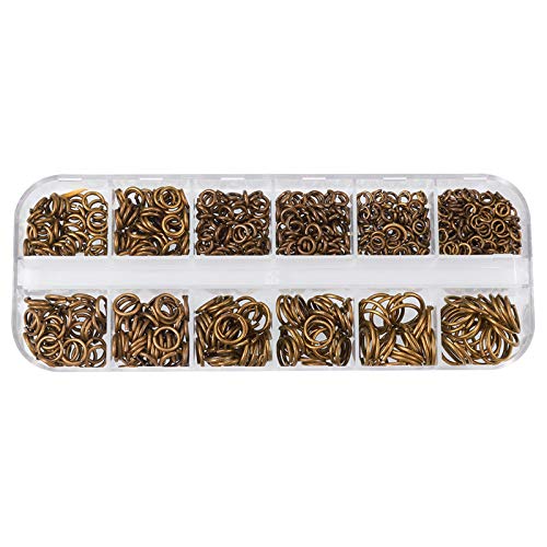 PandaHall Elite About 730 Pcs Brass Open Jump Rings Unsoldered Diameter 4mm 5mm 6mm 7mm 8mm 10mm for Jewelry Making Antique Bronze
