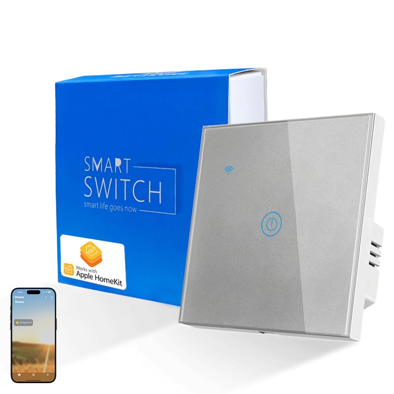 Naigebrol Apple homekit Smart WiFi Light Switch, Need Neutral Wire Required, HomeKit Compatible, Glass Touch Panel