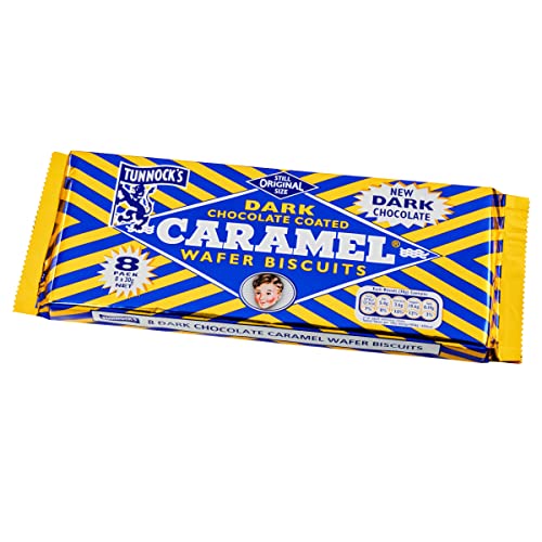 Tunnock's Dark Chocolate Coated Caramel Wafer Biscuits, 8 x 30g
