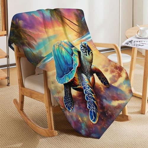 Manta de forro polar de tortuga suave y cálida para cama y sofá 5
