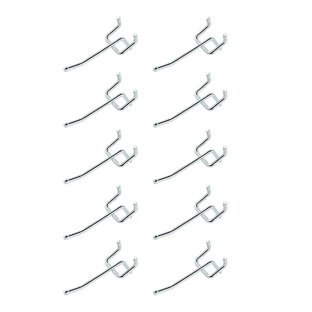 JZS Pegboard Hooks,Sturdy and Durable Galvanized Metal suitbale for Pegboard Hooks,Pegboard Hooks for Garage,Office,Kitchen,Store,2.5cm(1/4"),10PCS,Silver