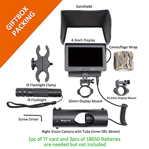 DIY 720p Digital Video Recording Hunting Night Vision Rifle Scope Monocular Camera VCR with LCD Display and 850nm Infrared IR Flashlight for Outdoor Tactical Rifle Hunting Super Shockproof