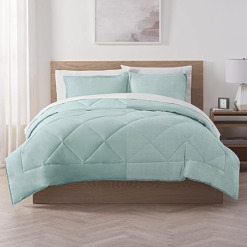 Parure de lit polyester Serta réversible avec 2 taies d'oreiller éther - 2