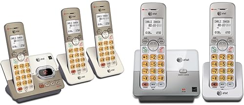ATT EL52313 - Teléfono inalámbrico de 3 teléfonos y EL51203-2 teléfono DECT 60 inalámbrico para el hogar altavoz de teléfono dúplex pantalla