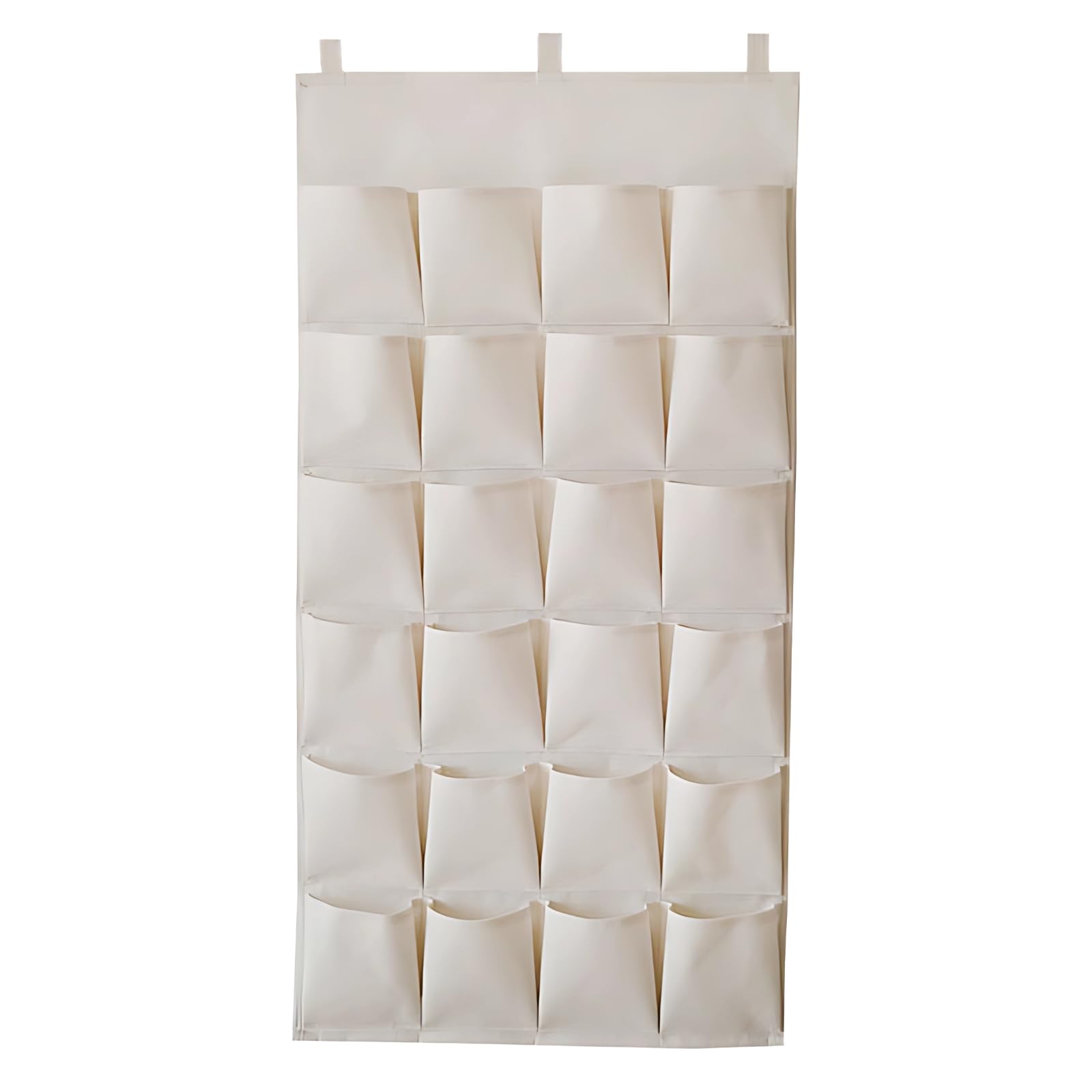 Hänge-Organizer aus Stoff, 24 Taschen, Beige, 89 x 45 cm, Aufbewahrungstasche, über der Tür, Organizer für Handys, Kämme, Schlüssel