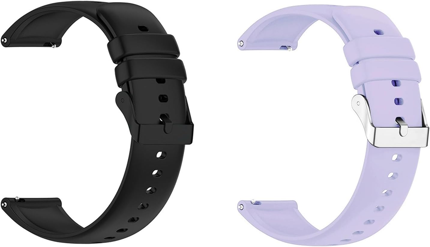 Silicone Strap, Quick Buckle Waterproof Soft Strap, Black Strap, Silver Stainless Steel Buckle, Men's and Women's Smartwatch Strap, Sport Watch Strap
