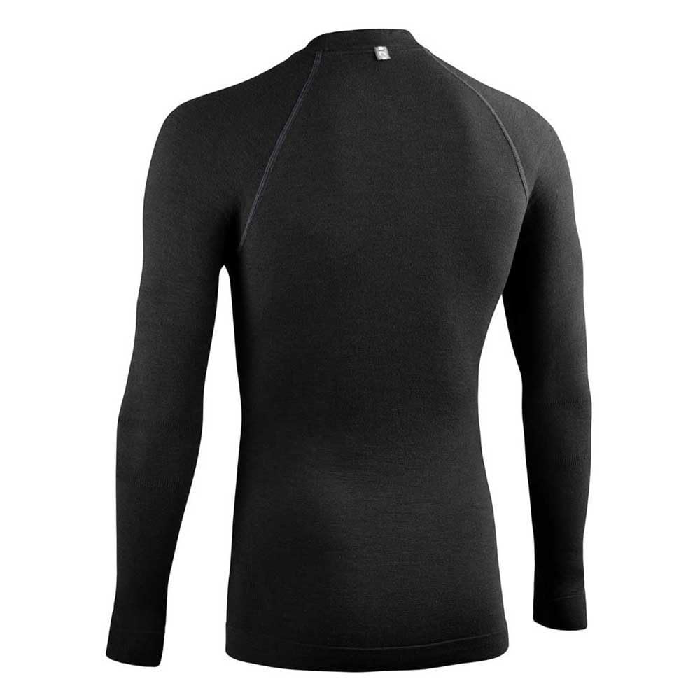 Lurbel Merino Long Sleeves, Camiseta Térmica de Lana Merino, Camiseta Transpirable y Anti-Olor, Camiseta Outdoor, Ropa Interior térmica. (Negro - M)