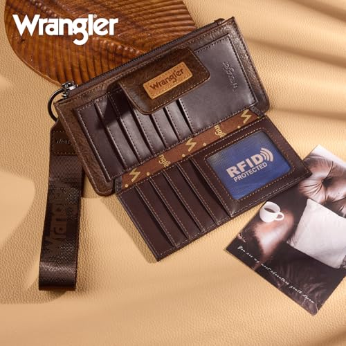 Montana West X Wrangler Wallets for Women Wristlet Bifold Wallet Ladies Tooling RFID Blocking Wallets with Zipper Pocket — view 2
