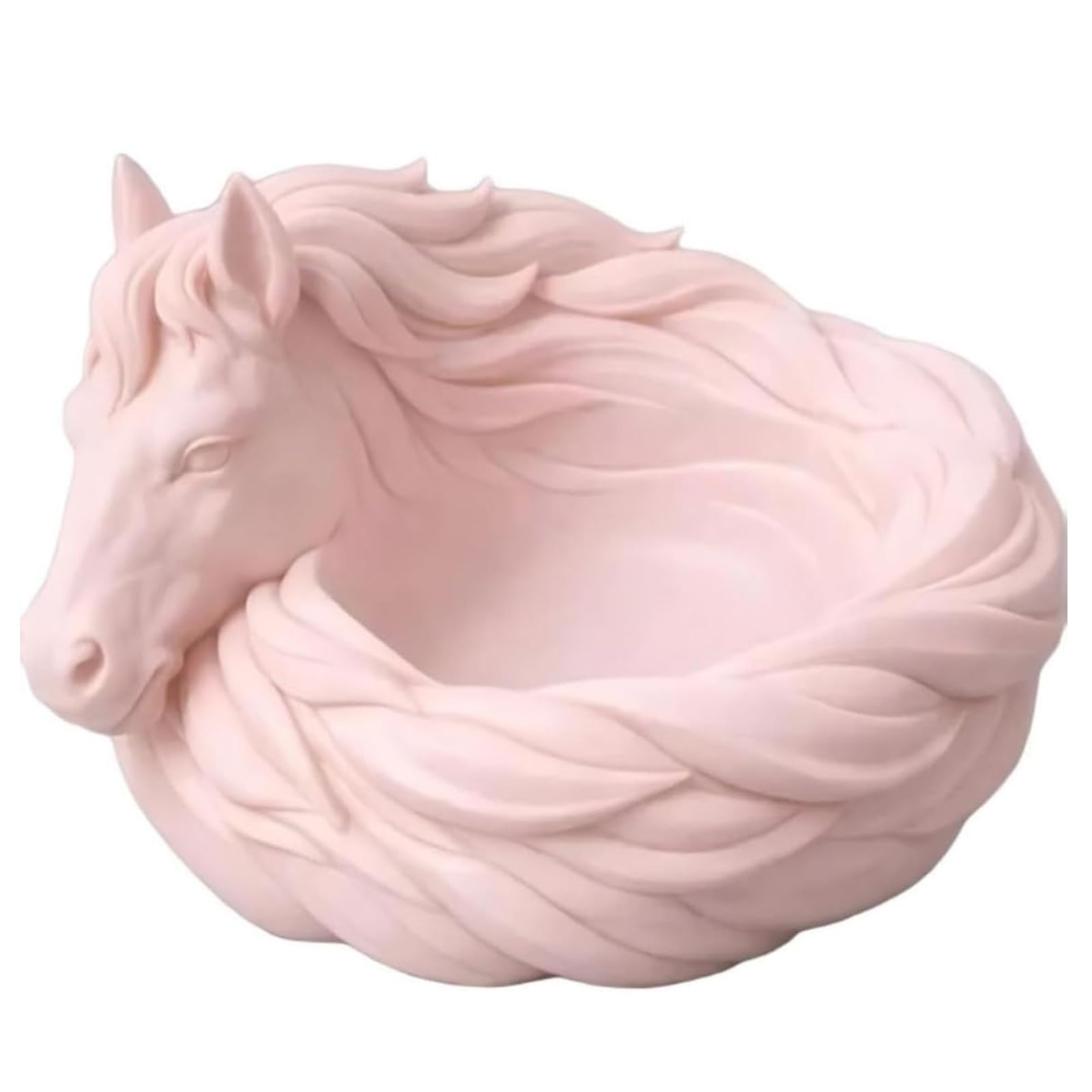 Catchall Tray Bowl Elegant Horse Head Sculpture Decorative Horse Bowl Entryway Table Dresser Horse Jewelry Trinket Tray for Keys Jewelry Coins (Pink)
